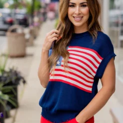 Distressed American Flag Short Sleeve Sweater -Women's Clothing Store untitled 5108 ffed0d83 aff1 40bb 9a38 631a0bc63f83