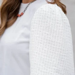 Woven Sleeve Solid Body Blouse -Women's Clothing Store untitled 5111 05568c25 806a 43b3 87ed 86554ca0b7f3