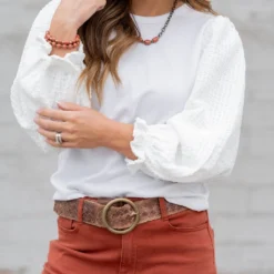 Woven Sleeve Solid Body Blouse