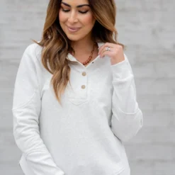 Side Slit Rib Accented Pullover
