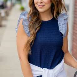 Striped Dual Flutter Trim Textured Tank 23 Striped Dual Flutter Trim Textured Tank -Women's Clothing Store untitled 5145 43b801fa 2fcc 4a56 a436 567e2eee5f1d