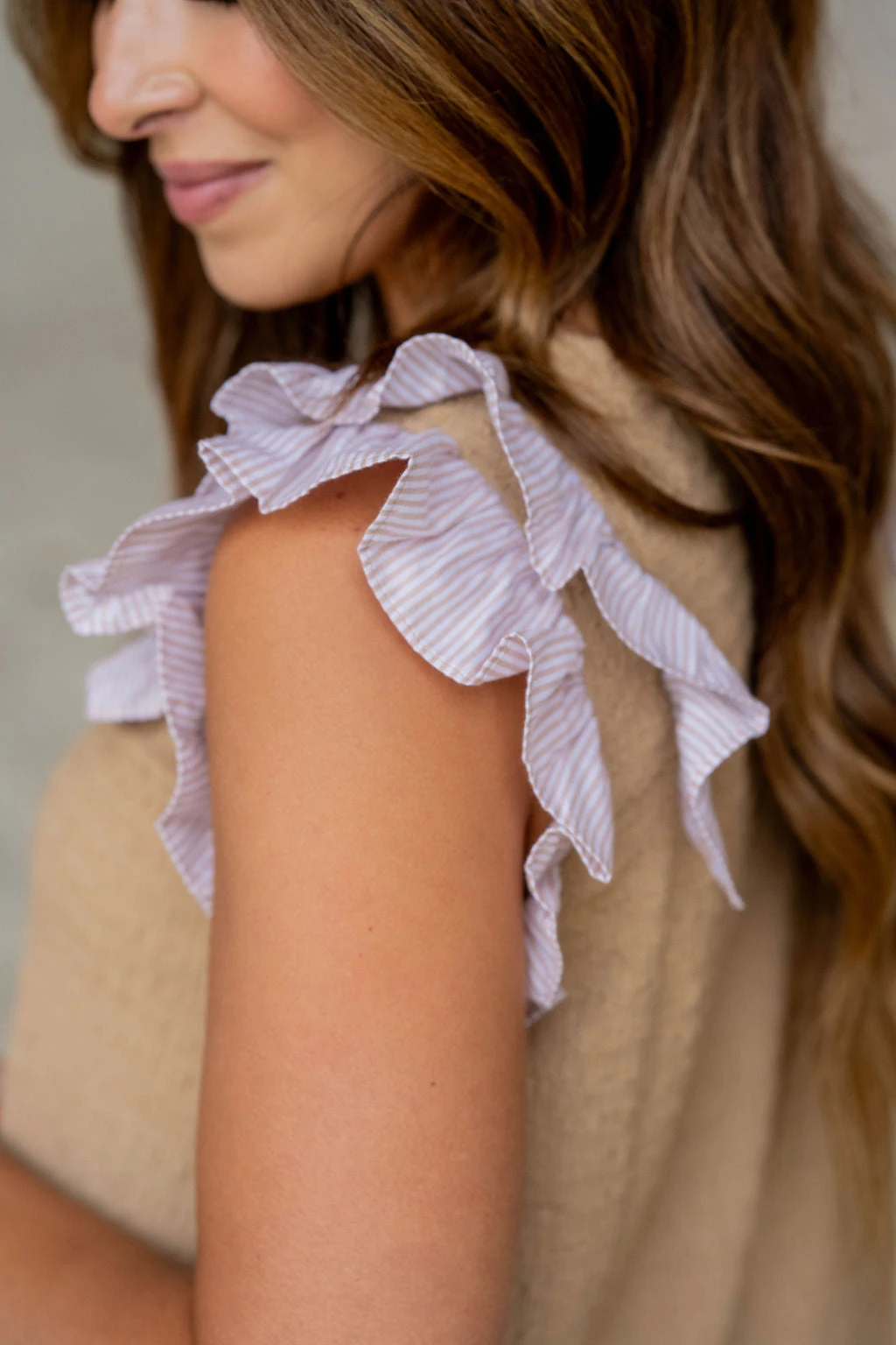 Striped Dual Flutter Trim Textured Tank 20 Striped Dual Flutter Trim Textured Tank - Image 20