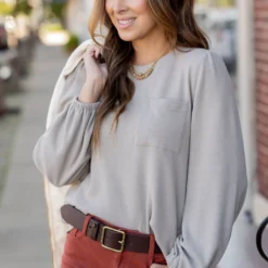 Waffled Balloon Sleeve Tee