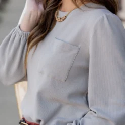 Waffled Balloon Sleeve Tee -Women's Clothing Store untitled 5241