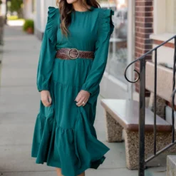 Classic Flutter Top Tiered Midi Dress