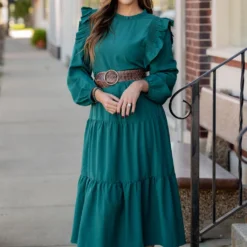 Classic Flutter Top Tiered Midi Dress -Women's Clothing Store untitled 5274