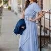 Short Sleeve Wrap Bottom Maxi Dress