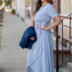 Short Sleeve Wrap Bottom Maxi Dress