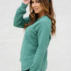 Bold Textured Side Slit Sweatshirt -Women's Clothing Store untitled 5308 7c418893 ce90 4b56 8367 63f445769f46