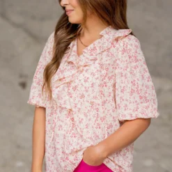 Cherry Blossoms Ruffle Front Blouse -Women's Clothing Store untitled 5314 1e6df44b 16ae 4f91 820a eaaefe5f7f7e
