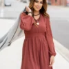 Textured Chevron Cinched Accents Dress