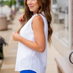 Eyelet Cinched V-Neck Tank 29 Eyelet Cinched V-Neck Tank -Women's Clothing Store untitled 5392