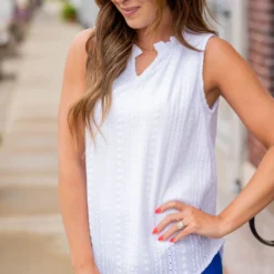 Eyelet Cinched V-Neck Tank 20 Eyelet Cinched V-Neck Tank -Women's Clothing Store untitled 5395 f5a57a9a 66c9 480d 8835 109f386bb903