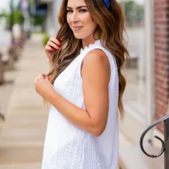 Eyelet Cinched V-Neck Tank 31 Eyelet Cinched V-Neck Tank -Women's Clothing Store untitled 5400