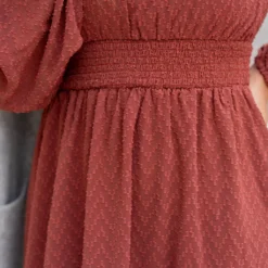 Textured Chevron Cinched Accents Dress -Women's Clothing Store untitled 5406