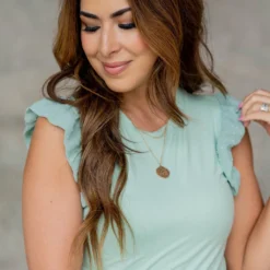 Dot Puffed Ruffle Trim Tank -Women's Clothing Store untitled 5438