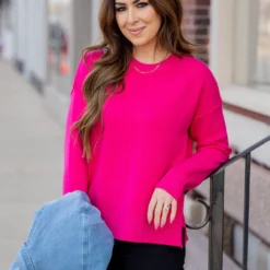 Stitch Accented Side Slit Sweater 25 Stitch Accented Side Slit Sweater -Women's Clothing Store untitled 5447