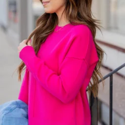 Stitch Accented Side Slit Sweater 29 Stitch Accented Side Slit Sweater -Women's Clothing Store untitled 5452