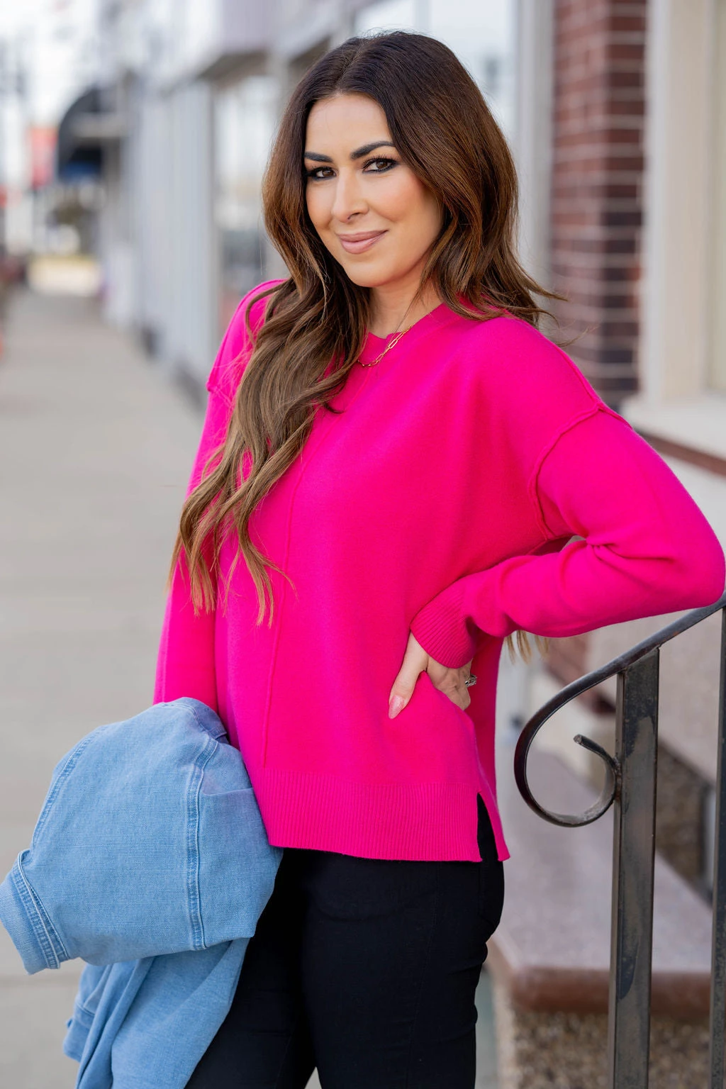 Stitch Accented Side Slit Sweater 12 Stitch Accented Side Slit Sweater - Image 12