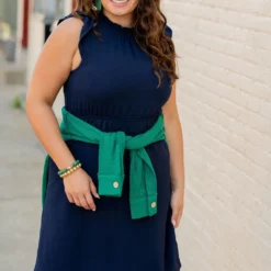 Cinched Ruffle Trim Tank Dress -Women's Clothing Store untitled 5465