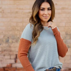 Tri Color Thermal Sweater Tee -Women's Clothing Store untitled 5482 c3eba2bc 8aca 4241 9ada 53410a6d4f44