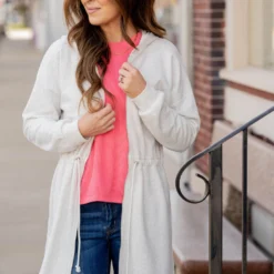 Cinched Zipper Jacket -Women's Clothing Store untitled 5486