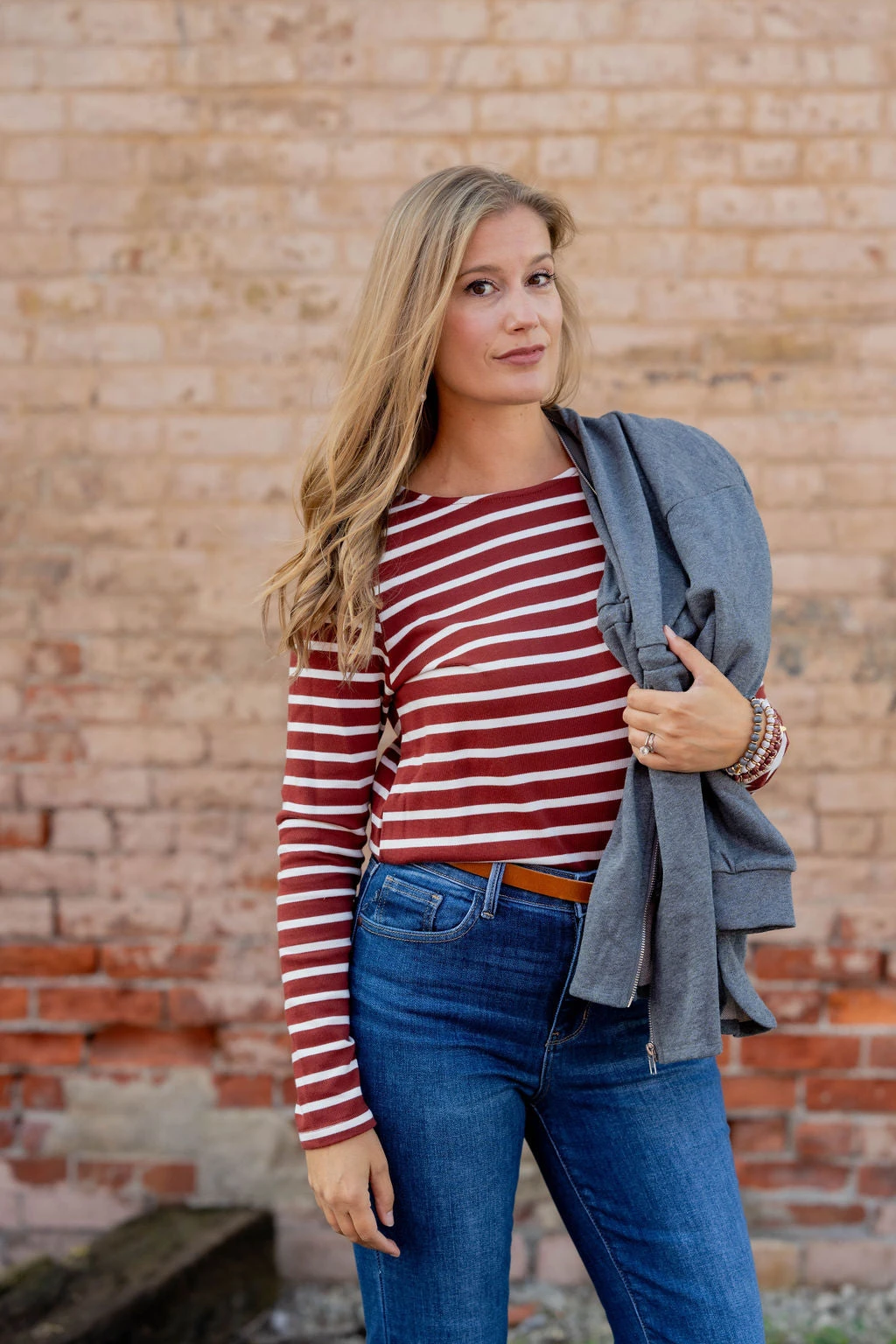 Striped Cotton Long Sleeve Tee 3 Striped Cotton Long Sleeve Tee - Image 3