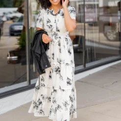 Painted Floral Tiered Maxi Dress -Women's Clothing Store untitled 5597 944465c4 307b 4ba9 9e01 d1b43da0661e