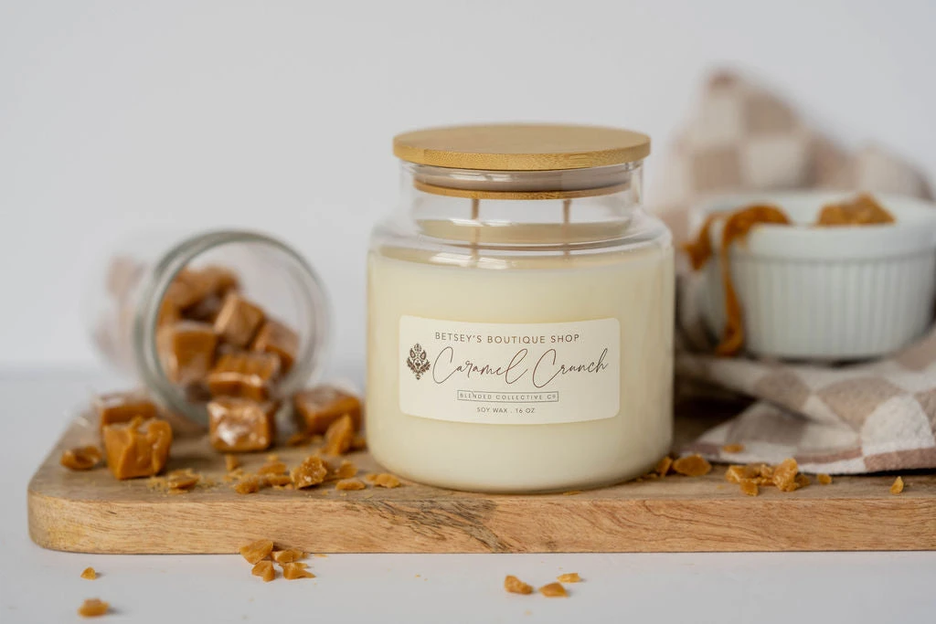 Betsey's Exclusive Caramel Crunch Soy Wax Candle - 16oz 1 Betsey's Exclusive Caramel Crunch Soy Wax Candle - 16oz