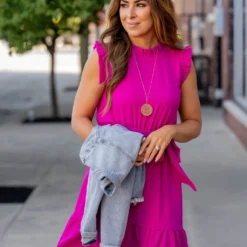 Ruffle Trim Tie Tank Dress -Women's Clothing Store untitled 5683 2