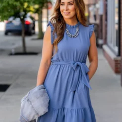 Ruffle Trim Tie Tank Dress -Women's Clothing Store untitled 5721 2