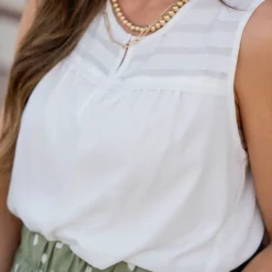 Detailed Top Keyhole Tank -Women's Clothing Store untitled 5745