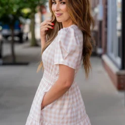 Gingham Short Sleeve Tiered Dress 18 Gingham Short Sleeve Tiered Dress -Women's Clothing Store untitled 5817