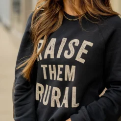 Bold Raise Them Rural Graphic Crewneck -Women's Clothing Store untitled 5821 571215