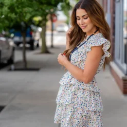 Wild Side Tiered Flutter Trim Dress -Women's Clothing Store untitled 5850