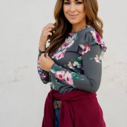 Vibrant Floral Ruffle Shoulder Tee -Women's Clothing Store untitled 5856 87d998ac 9046 4257 84f1 fb0a040bb080