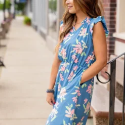 Painted Petals Ruffle Trim Dress 24 Painted Petals Ruffle Trim Dress -Women's Clothing Store untitled 5898