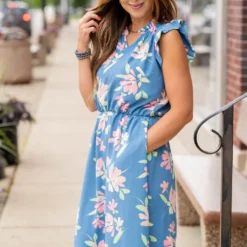 Painted Petals Ruffle Trim Dress 25 Painted Petals Ruffle Trim Dress -Women's Clothing Store untitled 5901