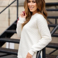 Bold Textured Side Slit Sweatshirt
