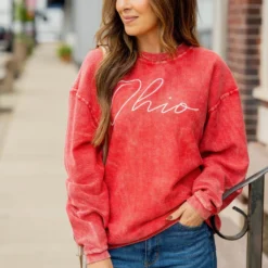 Cursive Ohio Ribbed Graphic Crewneck -Women's Clothing Store untitled 5910 339294