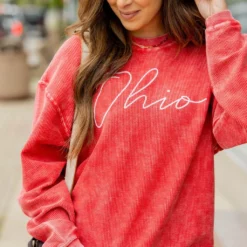 Cursive Ohio Ribbed Graphic Crewneck -Women's Clothing Store untitled 5914 860105