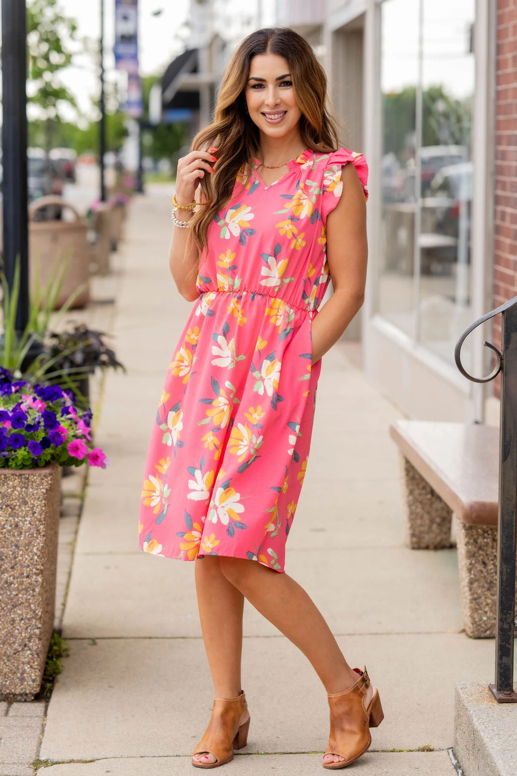 Painted Petals Ruffle Trim Dress 3 Painted Petals Ruffle Trim Dress - Image 3