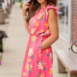 Painted Petals Ruffle Trim Dress 31 Painted Petals Ruffle Trim Dress -Women's Clothing Store untitled 5926