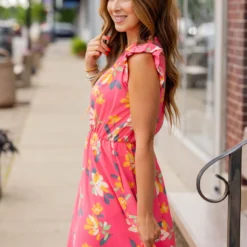 Painted Petals Ruffle Trim Dress 35 Painted Petals Ruffle Trim Dress -Women's Clothing Store untitled 5943