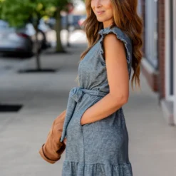 Corded Ruffle Trim Dress -Women's Clothing Store untitled 5966 2