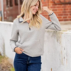 Quilted Quarter Zip Pullover 32 Quilted Quarter Zip Pullover -Women's Clothing Store untitled 5966