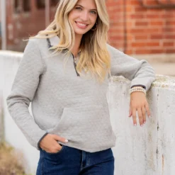 Quilted Quarter Zip Pullover