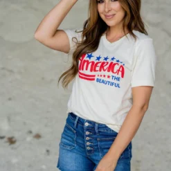America The Beautiful Graphic Tee 7 America The Beautiful Graphic Tee -Women's Clothing Store untitled 5979