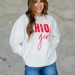 Bold Ohio Girl Ribbed Graphic Crewneck