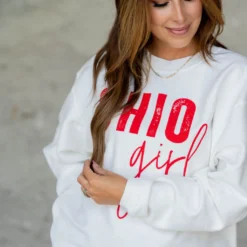 Bold Ohio Girl Ribbed Graphic Crewneck -Women's Clothing Store untitled 5990